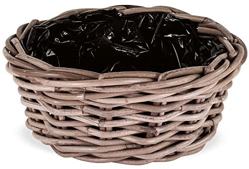 matches21 Hübscher Übertopf geflochten Blumenkorb Pflanzkorb Blumentopf Rattan Natur 1 STK in Ø 25x11 cm
