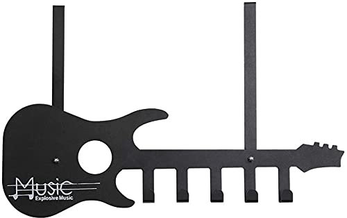 Porte-manteau mural en métal en forme de guitare - Noir