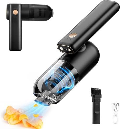 GBARAN HN-01 Car Vacuum Cleaner Cordless, 6000Pa Handheld Vacuum Mini Car Vacuum Cleaner with LED light and USB Charging for Household and Car Cleaning,Black