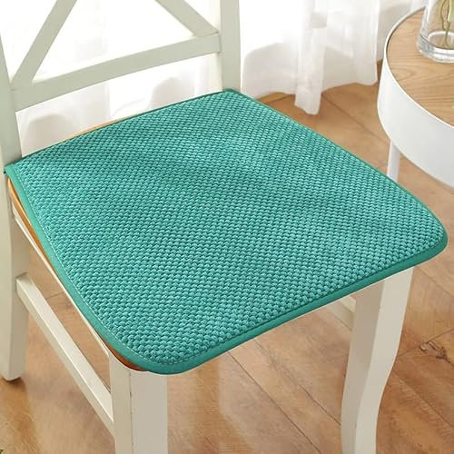 Reine Farbe Stuhlkissen Sitzkissen mit Haltebändern, Cord Sitzauflage für Innen, Anti-Rutsch, Keine Füllung, D Form Dicke 1cm,Dark Green,50x48cm