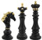 EMVANV 3pcs Kleine Schachstatue Dekor Set Harz Figur Schachfigur König + Königin + Ritter Set für Büro, Zuhause, Arbeitszimmer (Schwarz)