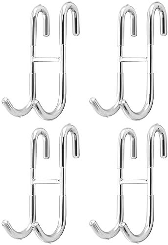 QWORK® 4 Stück Duschhaken Ohne Bohren Haken Duschwand für Duschtür zum Aufhängen von Handtüchern, Edelstahl 304, Handtuchhalter sowie Halterung für Duschabzieher