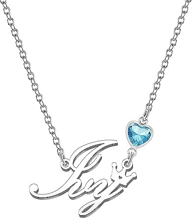 Kraven Personalized Dainty Name Necklaces Blue Birth Stone Custom Engraved Initial Nameplate Pendant Choker Customized Birthday Mother Christmas Gifts for Women Girls Teen Daughter (Ivy)