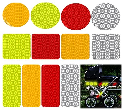 VMINOG Reflektorband Selbstklebend 48 Stücke Reflektor Aufkleber Warnung Reflektierende Aufkleber Warnband Reflektoren Aufkleber Wasserdichtes Reflektierendes Klebeband Geeignet