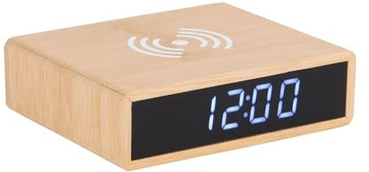 Karlsson Wecker Fat w. Phone Charger LED - Braun - 8x10.6x3.1cm - Rechteck - Bamboo - Wecker für Schlafzimmer