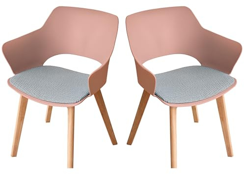 GrandCA HOME 2er-Set Nordischen Küchenstühlen, Esszimmerstuhl mit Massivholzbeinen, Gepolsterte Stühle für Schlafzimmer, Wohnzimmer, Küche,Rosa