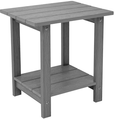 juserox Beistelltisch für den Außenbereich, wetterbeständig, doppelt, klein, Adirondack-Beistelltisch, Beistelltisch für den Innen- und Außenbereich, 43,2 cm, Terrassentisch für Pool, Deck und Veranda