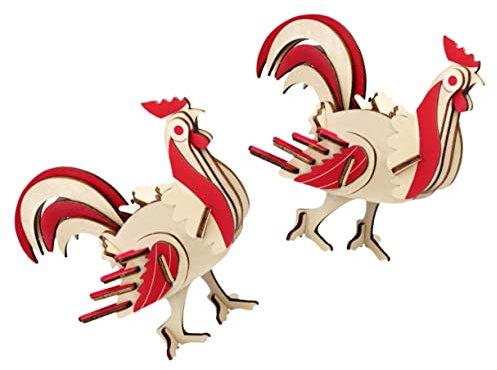 UPKOCH 2 Sätze Hahn-Puzzle aus Holz Montessori-Puzzle-Spielzeug 3D-Holz Kinder bastelset basteln für Kinder Tier Dekorationen holzspielzeug selber Machen Spielzeug aus Holzpuzzle hölzern