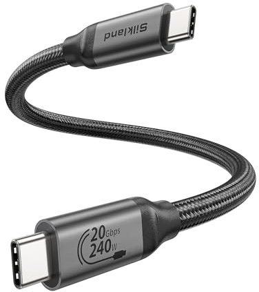 Silkland Cable USB C 3.2 Gen2x2, 20Gbps, 30CM, Carga Rápida PD3.1 240W, 5K/4K@60Hz, para Android Auto, MacBook Pro, iPad Pro