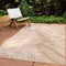 In & Outdoor Teppich Wetterfest Wohnzimmer Balkon Küchenteppich Terrassenteppich Flachgewebe Sisaloptik mit Muster blätter Natur beige 120x160 cm