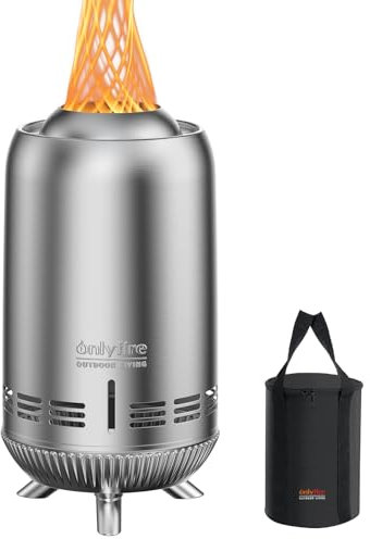 onlyfire Braciere Senza Fumo con Borsa di Trasporto, Focolare da Tavolo, Camino a Legna e a Pellet per Il Campeggio All'aperto Tailgating Patio Backyard, Argento