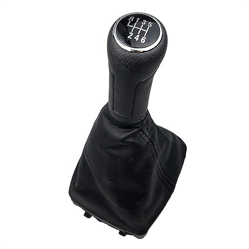 TATARENGS Auto Schaltknauf Kompatibel Mit VW Für Polo 9N 9N2 2002 2003 2004 2005 2006 2007 2008 2009 5/6 Gang Auto Schaltknauf PU Schaltmanschetten Abdeckung Schalthebel(6 Speed)