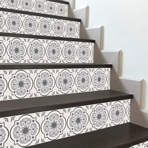 ANHUIB 6 Sheets Self Adhesive Stair Stickers,Stair Riser Decals,Stairway Wallpaper,Staircase Stickers,Kitchen Bathroom Tile Wallpapers Waterproof,Removable Wallpaper Mural House Home Decor,18×100cm