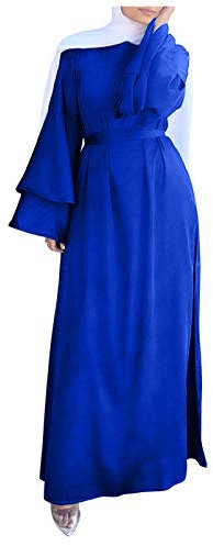 Halloween Traditional Korean Clothes for Men Sleeve Ankle Fashion Dress Color Long Satin Muslim Clothes Clothes for Women Plus Size (Blue-B, S)