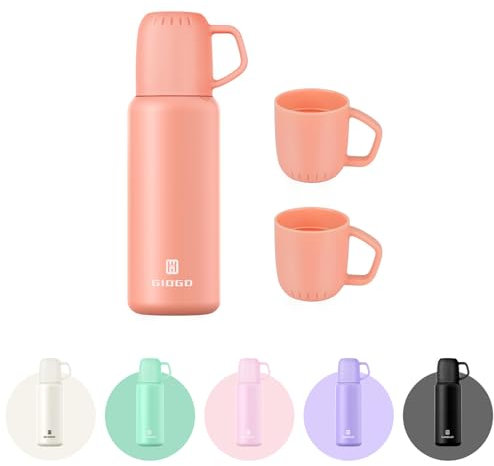 Thermal Flask with Cup 538ml/18.6oz Flask for Hot Drink, Vacuum Insulated Flask, Thermal Cold Water Bottle Thermo Coffee Flasks(Orange,Set)