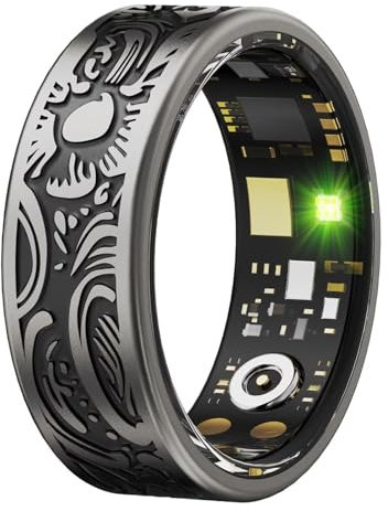 Smart Ring Android IOS Smartringe für Herren Damen Schwarz Smartring Fitness Ring Tracker Schlaftracker Pulsmesser Schrittzähler Fitnessring Herzfrequenz Sport Fitnesstracker