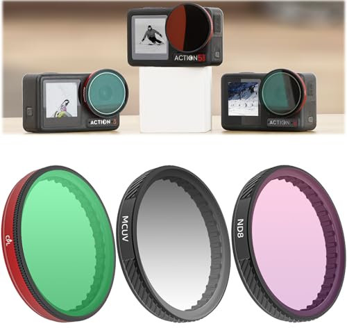 Honbobo Filter für DJI Osmo Action 5 Pro, UV/CPL Filter ND/NDPL Filter Set Objektivfilter Zubehör für DJI Osmo Action 5 Pro/Osmo Action 4/Osmo Action 3 (3pcs(UV+CPL+ND8))
