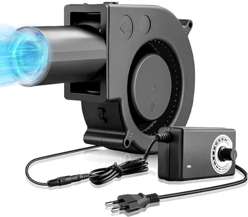 Radiallüfter 12V, 220V Gebläse Lüfter mit controller, 97 x 33mm Turbinengebläse Ausgestattet mit Luftauslass, für Belüftung Lüfterwechsel BBQ Haushaltsgeräte Aufblasbar Kamin