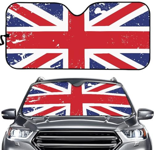 Suhoaziia British Flag Union Jack Car Front Window Sunshade Windshield Visor for Protector Window Covers for Privacy Car/Truck/SUV Windshield Sun Shade for Women Men Gifts
