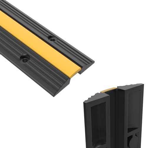 FIVMEN Lot de 4 goulottes de câbles - En caoutchouc - Modulaire - Protection contre les surpassages - Pour parkings, entrepôts, extérieur