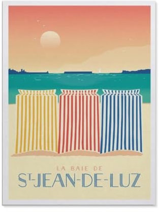 Papier Puzzle 1000 Stück，Vintage Frankreich Reiseposter Saint-Jean-de-Luz Zelt，Puzzles Lernspielzeug Für Erwachsene Geburtstagsgeschenk（38x26cm）-BO28