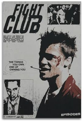 Fight Club Poster, Wandkunst, Leinwand, ästhetisches Poster, moderne Kunst, Gemälde, Dekoration für Wohnzimmer, Schlafzimmer, elegantes Poster, 30 x 45 cm, ungerahmter Stil