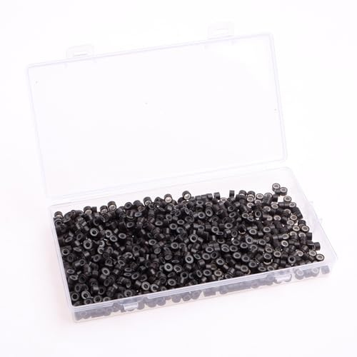 1000Pcs Nano Beads Hair Extensions, 5.0mm Micro Rings Silicone Lined for I Tip Hair Extensions, Pre Bonded Links Hair Beads (Dark Brown)