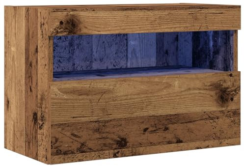 vidaXL Meuble TV Mural Bois Ancien 60 x 30 x 40 cm Bois d'ingénierie, Salon, Console Média Rustique, Meuble Murale Rectangulaire, Centre de Divertissement, Solution de Rangement, Éclairage Ambiant