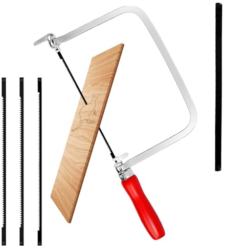 MISIQIMA Laubsäge Set, 5 Sägeblättern (14/18/24 Zähne) & 1 Holzsäge, 360 Grad Drehbar laubsäge Set für Holzprodukte Erstellen, Präzises Schneiden, Modellierung