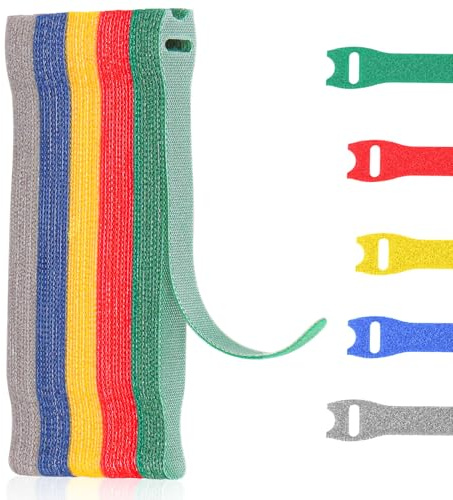 50 pezzi Fascette Cavi, 150 x 12 mm Colore Fascette Riutilizzabili Nylon Regolabili con Gancio e Anello, Fascette per Cavi, Cable Management, Organizer