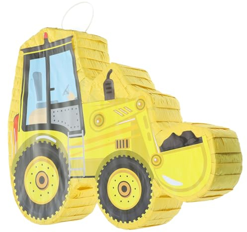 Gelbe Bagger Lkw Piñata aus Papier, 1 Stück für Bauparty | Konfetti und Süßigkeiten, Einfache Befüllung, Mexikanischer Stil, als Deko für Jungenzimmer