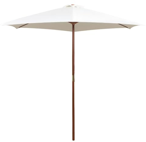 Solivagant Parasol avec Poteau en Bois 270 x 270 cm Blanc crème,(5.26 KG)
