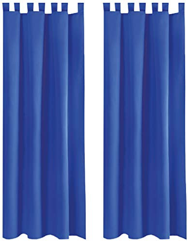Bestlivings Blickdichte Gardine im 2er Pack mit Schlaufen (140x175 cm/Blau) + 2 Raffhalter, in vielen Farben