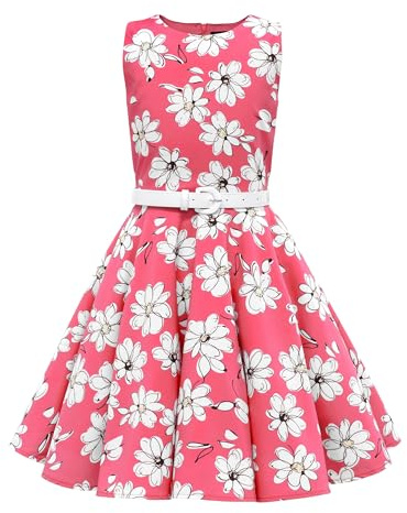 BlackButterfly Robe Fille Audrey à Pois | Jupe cercle, Motifs fleuris, Sans manches, Encolure ronde, Ceinture amovible, Doublée, 3-14 ans