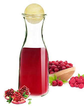 Sendez Glaskaraffe mit Holzstöpsel Weinkaraffe Karaffe Wasserkaraffe Dekanter Misura aus Glas (4 x Glaskaraffe 470ml)