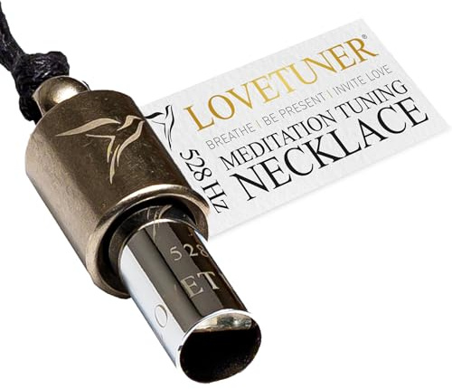 LOVETUNER Halskette für Breathworkund Meditation | 528 Hz Solfeggio-Love Frequency | Stresslindernde Pfeifen-Halskette | Fördert Ruhe durch Soundhealing und Breathwork (Silber mit Kordel)