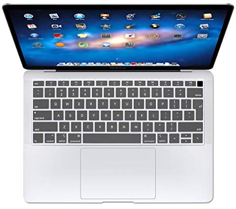 Se7enline Compatible with 2018/2019 Macbook Air 13 inch Keyboard Cover Soft Silicone Skin Protector for MacBook Air 13-Inch with Touch ID with Retina display Model A1932 EU Layout, Frost Transparent