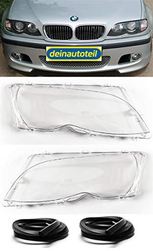 Streuscheiben Set Scheinwerferglas rechts links 3er E46 Limo Touring ab Bj 01 Facelift mit Gummidichtung