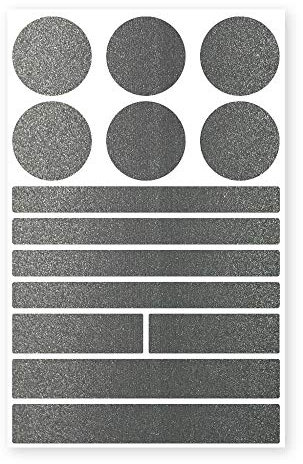 Reflecto Stick-On Reflektoren-Aufkleber in edler Metallic-matt Optik – 14-teiliges Set – selbstklebend – für Textilien, Kinderwagen, Ranzen, Helme, Jogging Jacke Rucksack (schwarz)