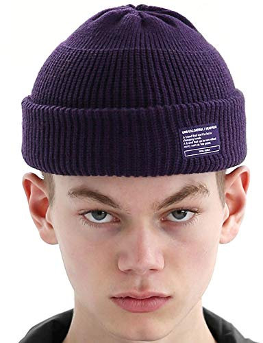 UNDERCONTROL Winter Trawler Fisherman Beanie Herren Damen Unisex Stylische einfarbige Docker-Totenkopfmütze zum Aufrollen, Uhrenkappe, Farbpaket (Lila)