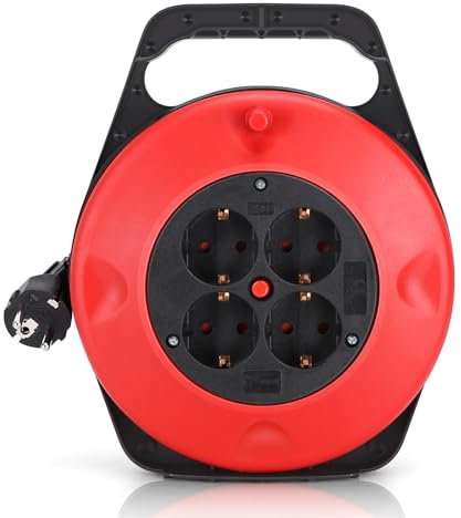 Aigostar Kabeltrommel 4-fach Kabelbox mit Steckdosen Thermoschutz-Schalter Leitungsroller für den Innenbereich, 5m