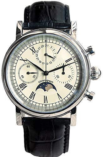 M199S MoonPhase Master Seagull ST1908 Uhrwerk Saphirglas Herren Chronograph Mechanische Uhr 1963, Schwarz , 40 mm, Armband