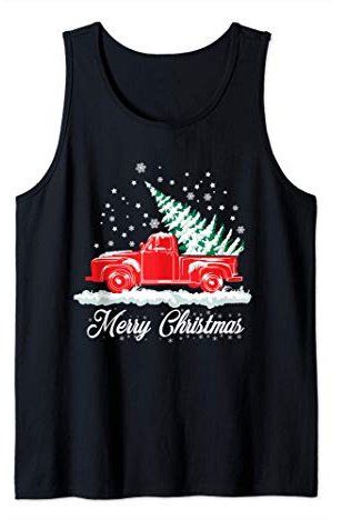 Arbre de Noël classique vieux camion rouge vintage Débardeur