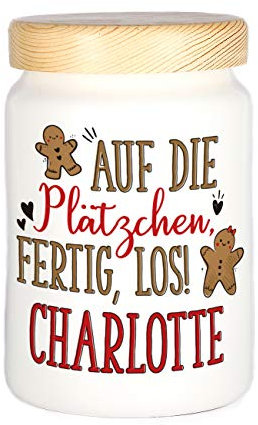 Herz & Heim® Keksdose personalisiert mit Ihrem Wunschnamen zu Weihnachten für Ihre Plätzchen (Lebkuchenmann)