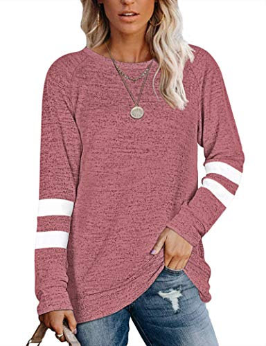 MOLERANI Tunika Sweatshirts für Damen Casual Rundhals Pullover Pullover Langarm Tops M Rot