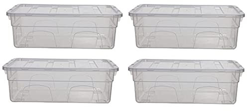 4 33cm Shoe Storage Box Spacemaster Clear Plastic Stackable Home Storage Craft