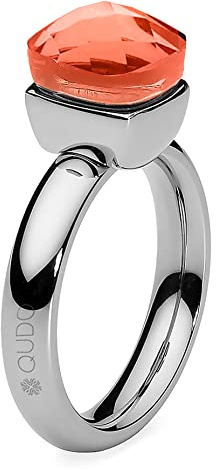 Qudo Firenze silber farbener Ring mit orange farbenem Stein (orange glow)
