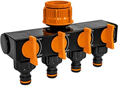 Distributeur de jardin à 4 voies pour robinet 1x3/4 avec interrupteurs marche/arrêt