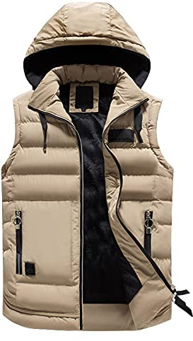 MILAX Fleece Lined Bodywarmer Gilet Vest s and Sleeveless Softshell Jacket Leisure Quilted Body Warmer Windproof Gilet Jacket with Pockets Outdoor Work Gilets with Pockets, XXL, 0a-khaki
