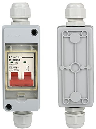 Leitungsschutzschalter PV DC Trennschalter Sicherungsautomat DC 12V-500V 2 Polig Mit IP65 Wasserdicht Gehäuse Für Solar Anlage Photovoltaik (40A)
